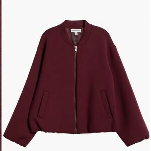 NORDSTROM Scuba Knit Bomber Jacket Burgundy Royale